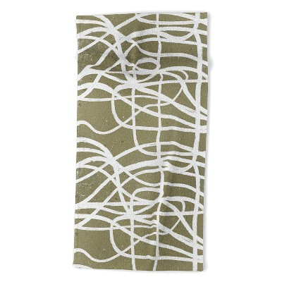 Ninola Design Japandi Minimal Marker Beige Beach Towel - Deny Designs