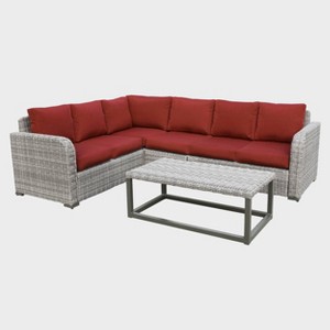 Leisure Made Forsyth 5pc Wicker Sectional in Red Fabric - 1 of 4