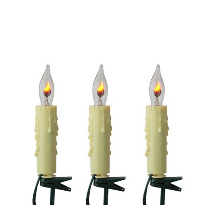 Kurt S. Adler 7ct Clip-On Flicker Flame Candle C7 Christmas Lights Clear - 10' Green Wire