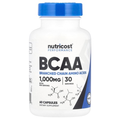 Nutricost BCAA, 1,000 mg, 60 Capsules (500 mg per Capsule)
