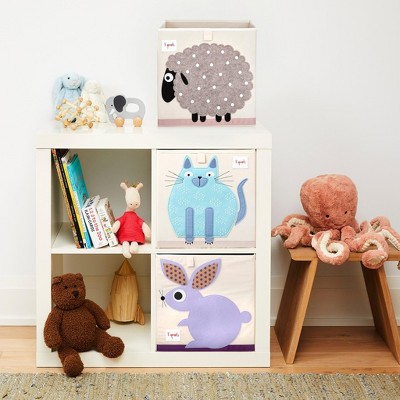 Sheep Design Beige Foldable Fabric Storage Cube for Kids