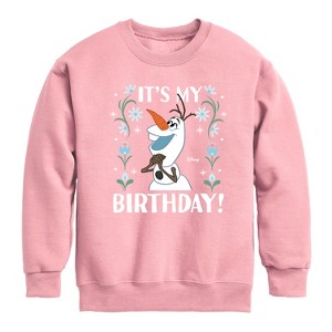 Boys' - Disney - Olaf It's My Birthday Graphic Long Sleeve Fleece Sweatshirt - 1 of 3