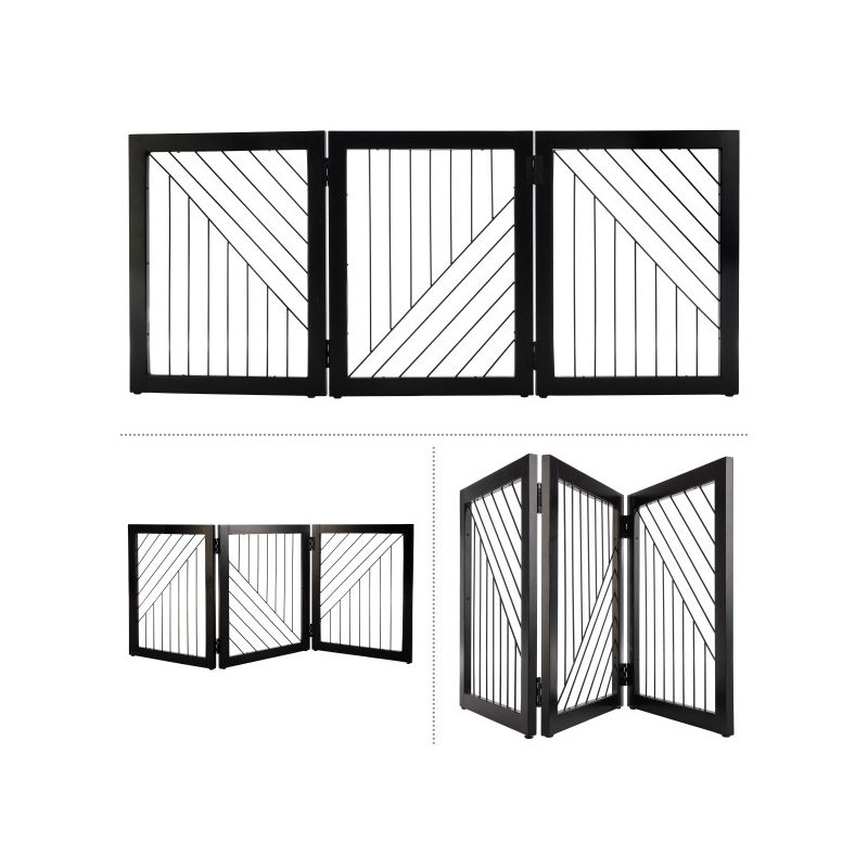 PETMAKER 3-Panel Foldable Pet Gate, Black, 5 of 8