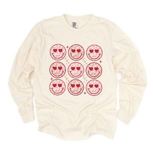 Simply Sage Market Women's Nine Valentine Faces Long Sleeve Garment Dyed Tee - 1 of 4