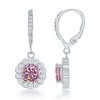 Bella Silver Sterling Silver October Birthstone w/ CZ Border Round Earrings and 18" Pendant Necklace Set - 2 of 3
