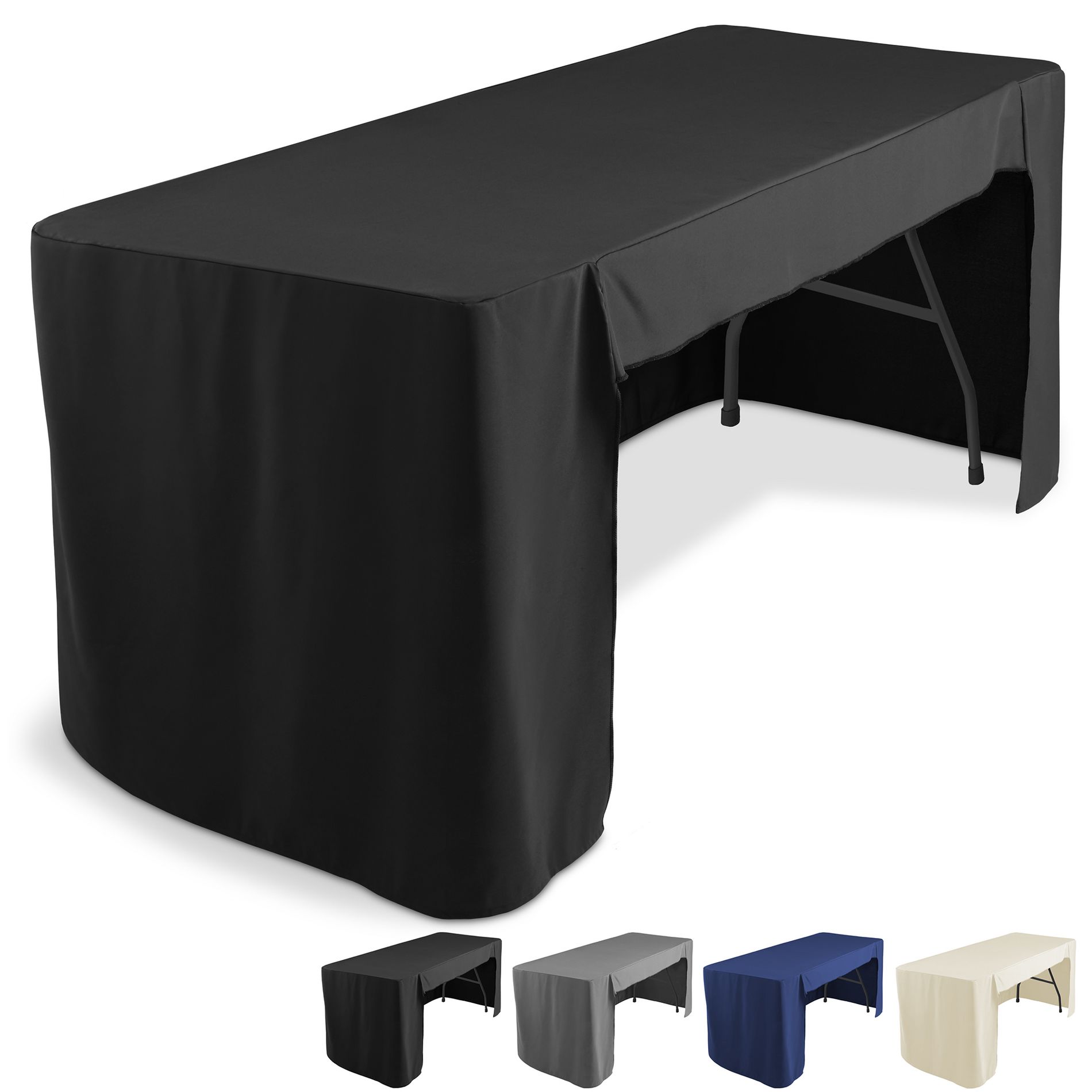Lann's Linens 6' Trade Show Table Cover, Open Back Fitted Tablecloth