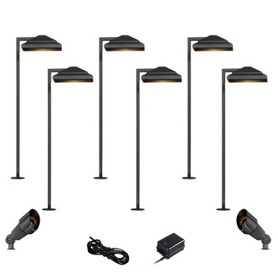 John Timberland Basset Textured Black 10-Piece LED Path and Spot Light Set