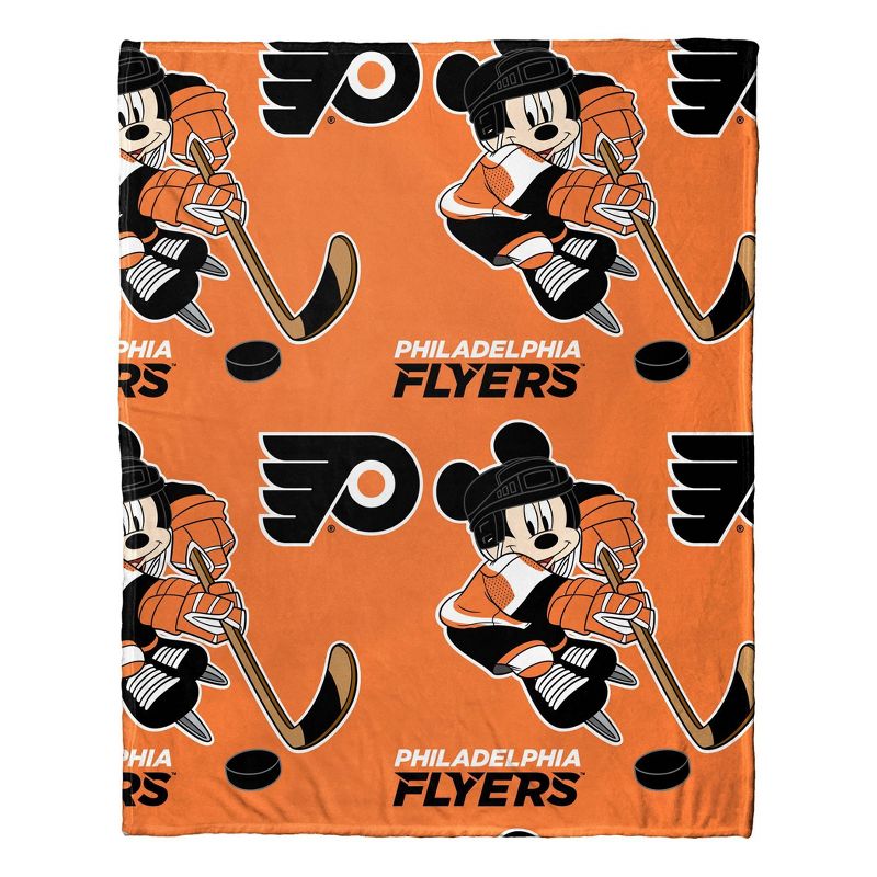 NHL Philadelphia Flyers Mickey Silk Touch Throw Blanket and Hugger, 1 of 4