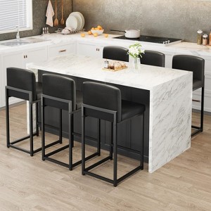 Modern Bar Stools Set of 2/4/6, Upholstered Counter Height 24.8" Bar Stools, Faux Leather Counter Stools Bar Chairs with Back for Kitchen Island - 1 of 4