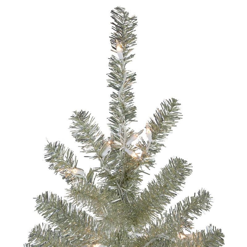 Northlight 7' Prelit Artificial Christmas Tree Metallic Sheer Champagne Tinsel - Clear Lights, 5 of 9