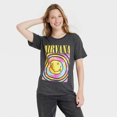 hældning Skuldre på skuldrene mode Women's Nirvana Short Sleeve Graphic T-shirt - Black : Target