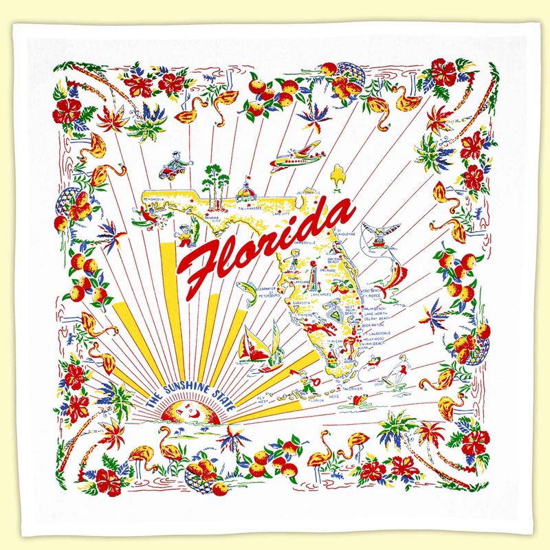 Decorative Towel State Of Florida Souvenir 100% Cotton Retro Design 1950S Fl01 22.0 Inch State Of Florida Souvenir 100% Cotton Retro Design 1950S, 1 of 4