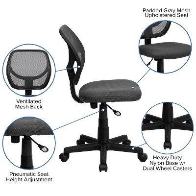 ErgoComfort 360 Swivel Mesh Task Chair with Lumbar Support, Gray and Black