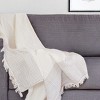47" X 60"  and Ivory Cotton Woven Striped Throw Blanket with Fringe - 2 of 4