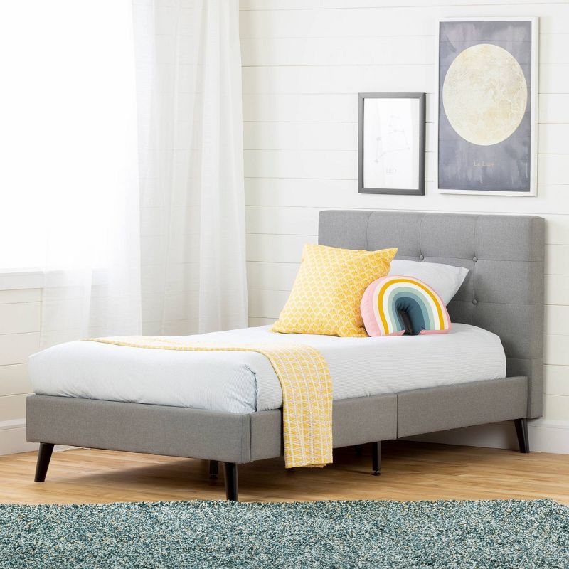 Twin Fusion Complete Upholstered Kids&#39;Bed  Medium Gray  - South Shore, 4 of 12