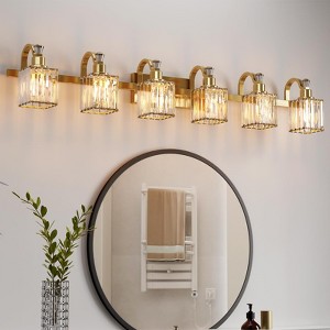 Bathroom Vanity Light Fixtures Modern Crystal Vanity Light Fixtures Over Mirror, Modern Crystal Wall Lighting with Square Shade - 1 of 4