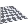 Outdoor patio rug, plastic straw. Waterproof, reversible, modern geometric trellis. For porch, RV, backyard, pool, picnic, beach, camping - 2 of 4