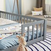 Okak Double Twin Bed Frame with Fence Guardrails, Without Door, Modern Floor Bed for Toddlers/Kids Bedroom - 3 of 4