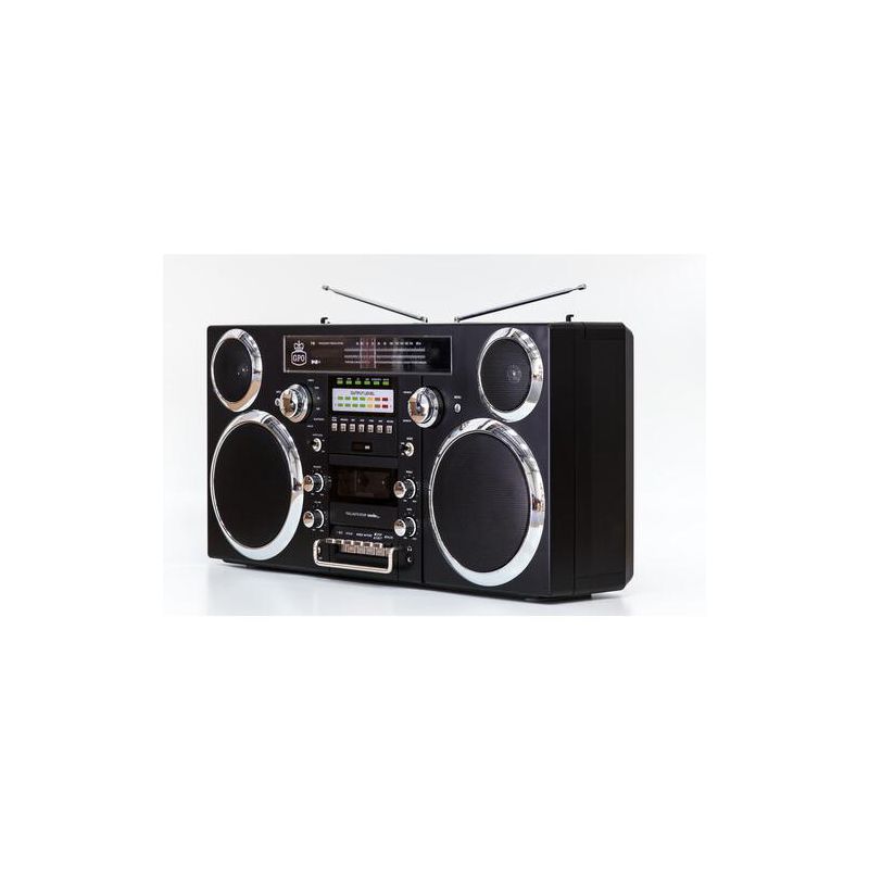 GPO Retro GPOBROOKLYNBLACK Brooklyn 80's Bluetooth Boombox Stereo - CD, Cass, FM, USB - Black, 1 of 3