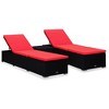 vidaXL Patio Sun Lounger Black PE rattan 76.8 inches long sunlounger - 2 of 4