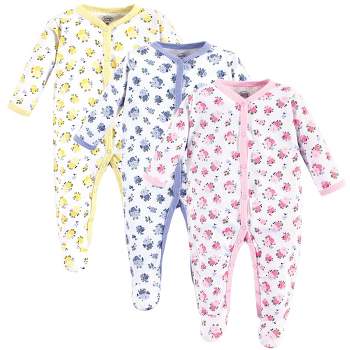 Luvable Friends Baby Girl Cotton Snap Sleep and Play 3pk, Floral