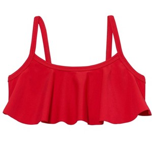 City Threads USA-Made UPF 50+ Girls Flounce Bikini Top - 1 of 4