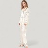 Anna-Kaci Lounge Women's Heart Embroidered Pajama Set with Long Sleeve Button-Up Top and Matching Full-Length Lounge Pants - 3 of 4