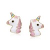 Guili 14K Gold Plated with Multi Color Enamel Unicorn Stud Earrings - 2 of 2