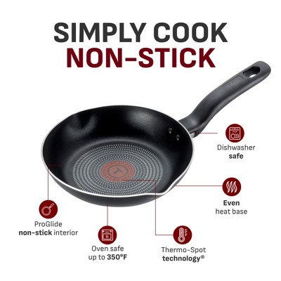 T-fal 2pc Frying Pan Set, Simply Cook Nonstick Cookware Black