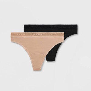 Jockey Generation™ Women's 2pk Worry Proof Light Absorbency Thong - Black/Light - 1 of 3