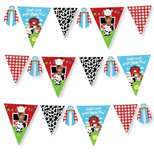 Big Dot of Happiness Farm Animals - DIY Barnyard Baby Shower or Birthday Party Pennant Garland Decoration - Triangle Banner - 30 Pieces - 1 of 4