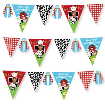 Big Dot of Happiness Farm Animals - DIY Barnyard Baby Shower or Birthday Party Pennant Garland Decoration - Triangle Banner - 30 Pieces