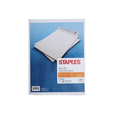 Staples EasyClose Catalog Envelopes 9"L x 12"H White 12/Pack (50311)