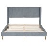 NicBex Queen Size Upholstered Bed Frame with Corduroy Wingback Headboard,Platform Bed Frame with Metal Legs,No Box Spring Needed,Easy Assembly,Gray - 4 of 4