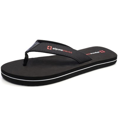 Alpine Swiss Mens Flip Flops Beach Sandals EVA Sole Comfort Thongs Obsidian Black 12 M US