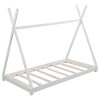 NicBex Twin Size Platform Bed 80" L Modern Triangle Structure Pine Bed Frame for Bedroom, Guest Room, No Box Spring Required, White - 3 of 4