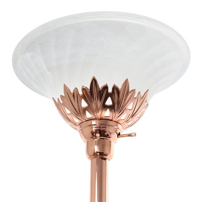 Elegant Rose Gold Torchiere Floor Lamp with Adjustable Reading Lights
