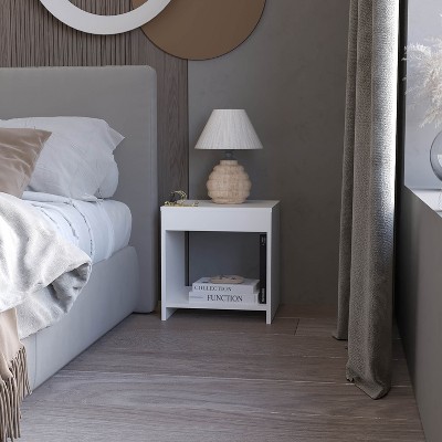 NicBex Modern Nightstand with Open Storage,Wood Bedside Table for Living Room Bedroom,Minimalist Design