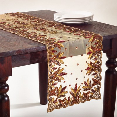 Saro Lifestyle Hand Beaded Design Runner
