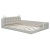 MAYEERTY Queen Size Upholstered Platform Bed, 2 Reading Lights, Bedroom, White - 4 of 4
