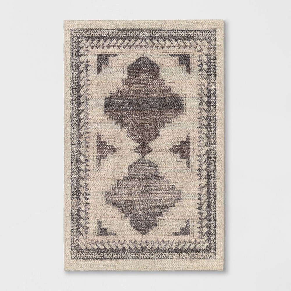 Photos - Area Rug 4'x6' Washable Cromwell Printed Persian Style Rug Tan - Threshold™