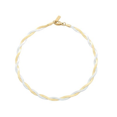 Pompeii3 Amina Anklet 18k Mixed Metal 10" 6mm Total Width Herringbone Chain