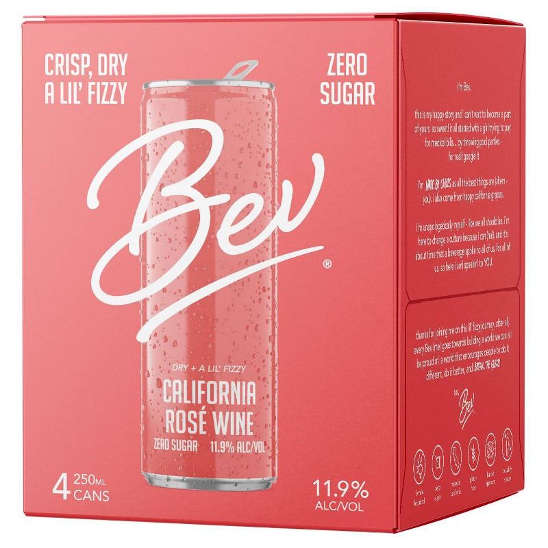Bev California Ros&#233; Wine - 4pk/250ml Cans, 1 of 10