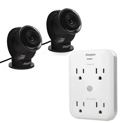Energizer Smart Wi-Fi Indoor Black Camera 2-Pack with Smart Wall Tap ...