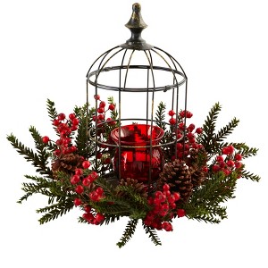 Nearly Natural Pine Berry Birdhouse Candelabrum - 1 of 1