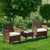 MAYEERTY 3-Piece Patio Furniture Set - with Glass Table, Woven Rattan Chairs for Garden, Terrace, Porch, Lawns. - 2 of 4