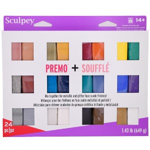 Sculpey: Multipack - Premo + Souffle - 24 Unique Color-Glitter Bars, Non-Toxic - 1 of 4