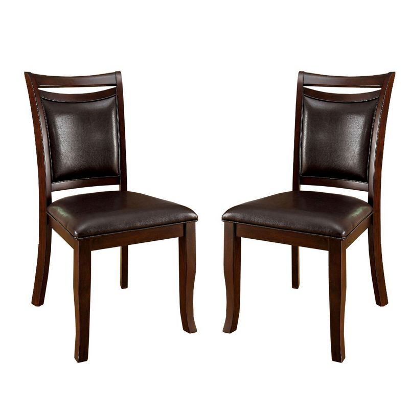 Simple Relax Set of 2 Padded Leatherette Dining Side Chairs in Dark Cherry and Espresso, 1 of 5