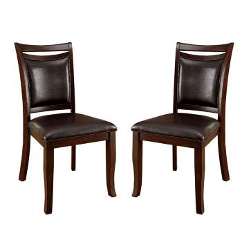 Simple Relax Set of 2 Padded Leatherette Dining Side Chairs in Dark Cherry and Espresso