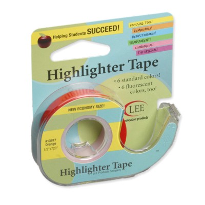 Lee Products Removable Highlighter Tape, Orange
